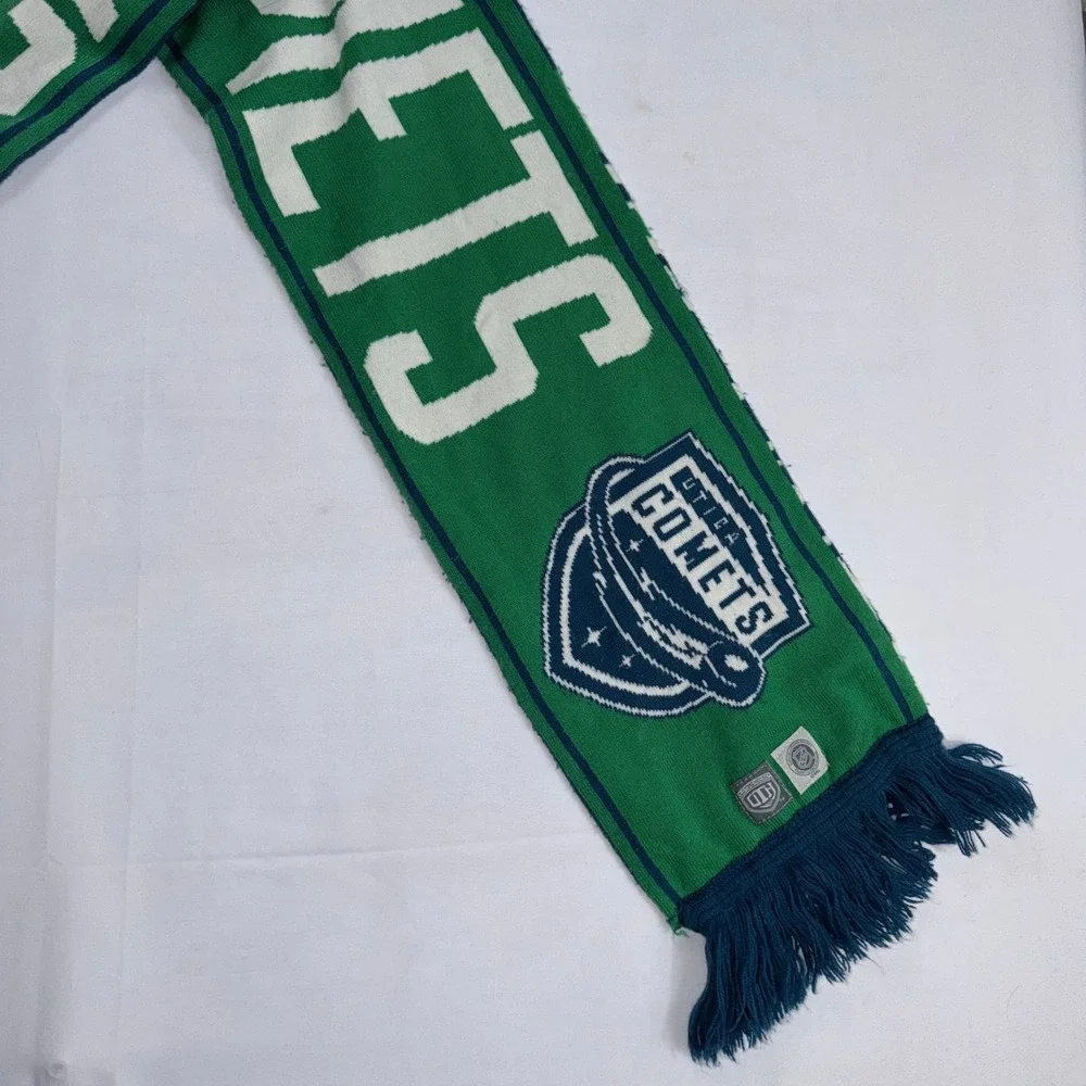Utica Comets NHL Scarf Old‎ Time Hockey Green Blue Knit Fringe Licensed